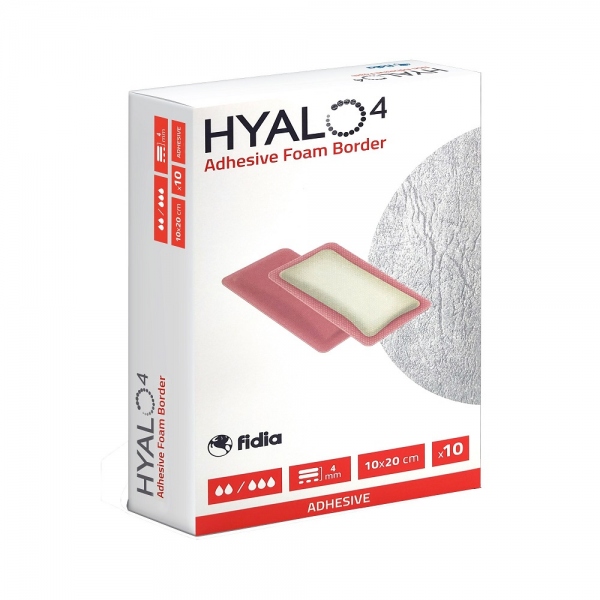 Hyalo4 - Pansament din spuma cu adeziv siliconic  - 10 x 20 cm - 10 bucati