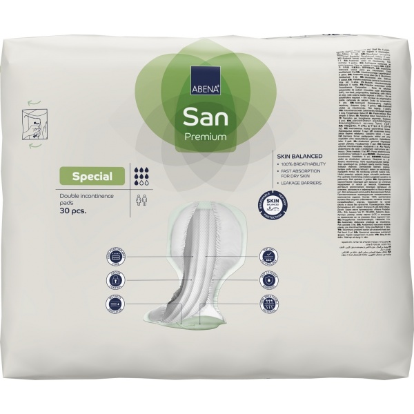 Abena San Special - Absorbante anatomice incontinenta fecala - 2000 ml - 30 buc