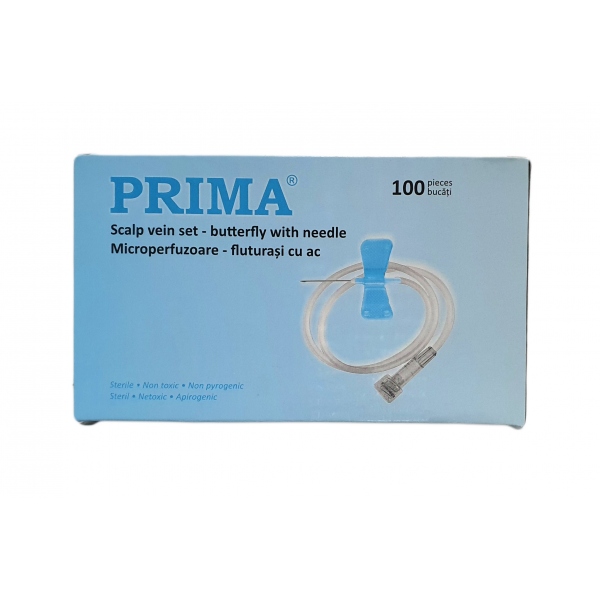 Microperfuzoare, fluturasi PRIMA - 23G - Albastru - 100 buc