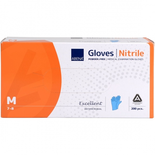 Abena Excellent - Manusi de Examinare din Nitril Antimicrobiene - Albastre - M - 200 buc