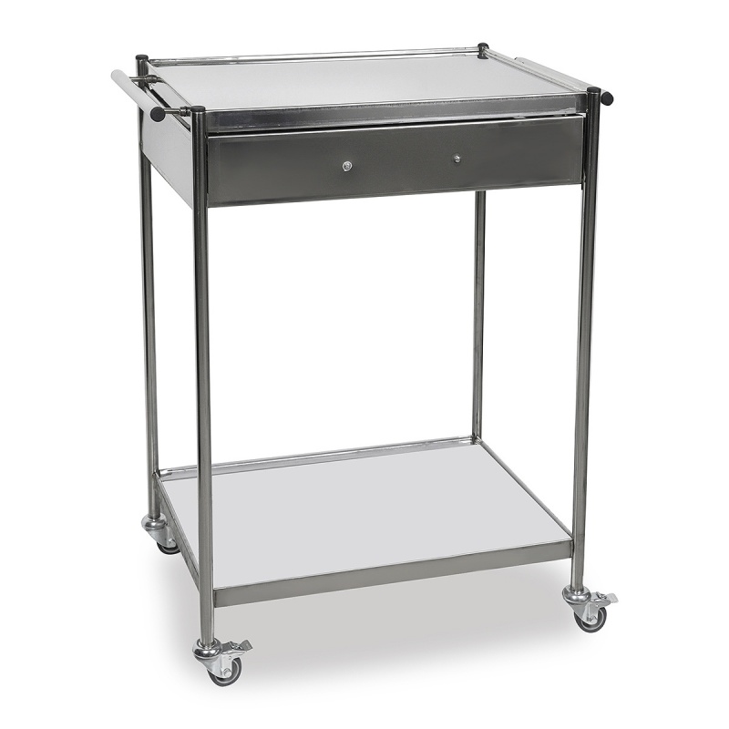 Masa instrumentar inox cu manere orizontale si sertar