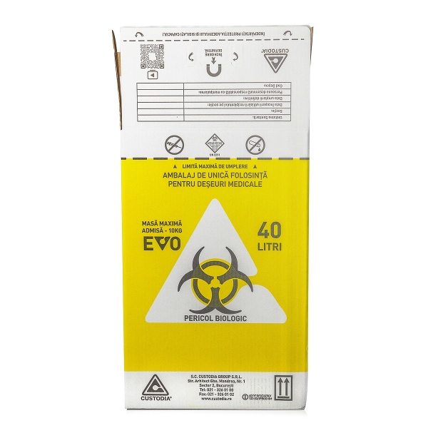Cutii carton pentru deseuri infectioase 40 l, cu sac galben