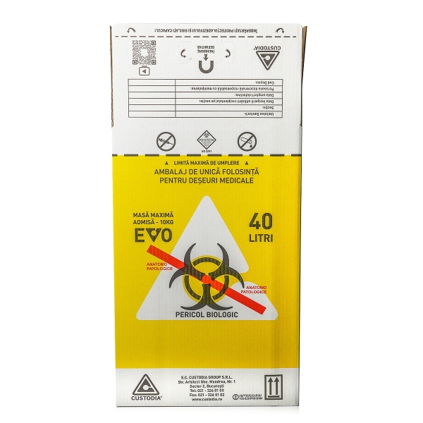 Cutii carton pentru deseuri anatomo 40 l, cu sac galben