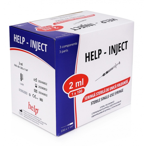 Seringi 2 ml cu ac 23G - 100 buc