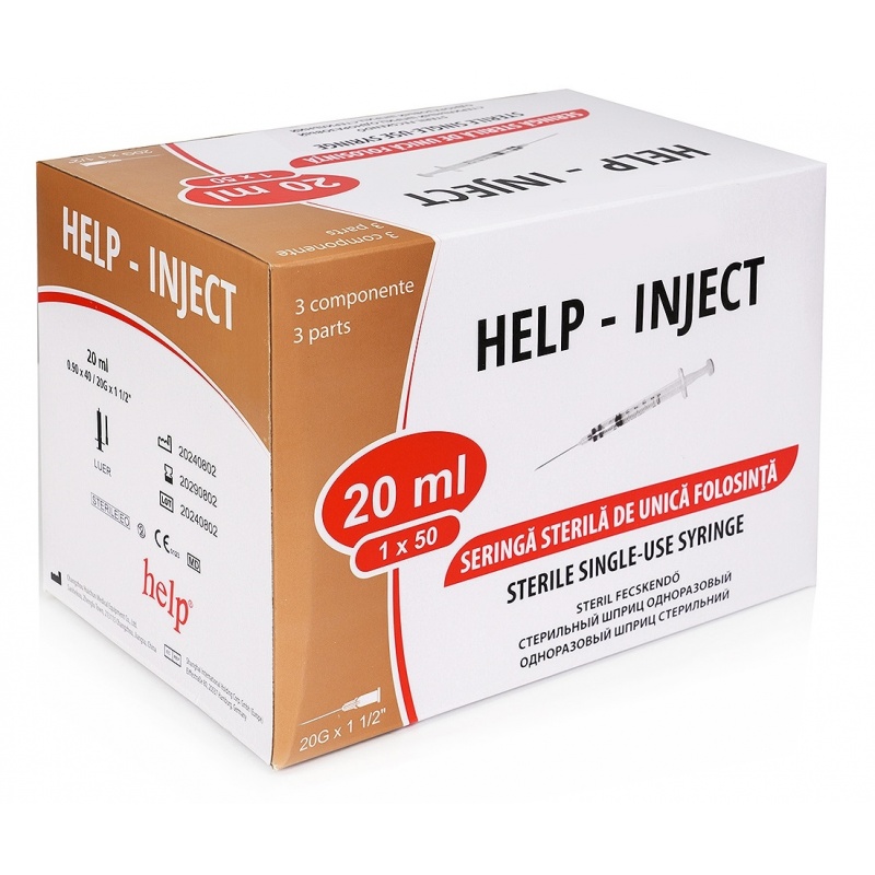 Seringi 20 ml cu ac 20G - 50 buc