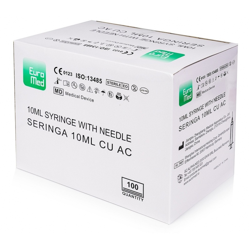 Seringi 10 ml cu 2 componente si ac 21G - 100 buc