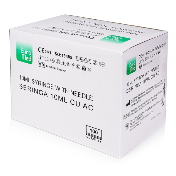 Seringi 10 ml cu 2 componente si ac 21G - 100 buc