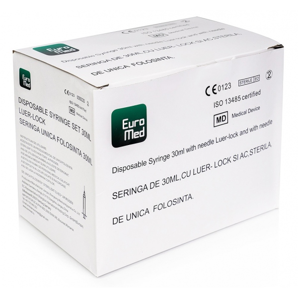 Seringi 30 ml cu Luer Lock si Ac 18G - 40 buc