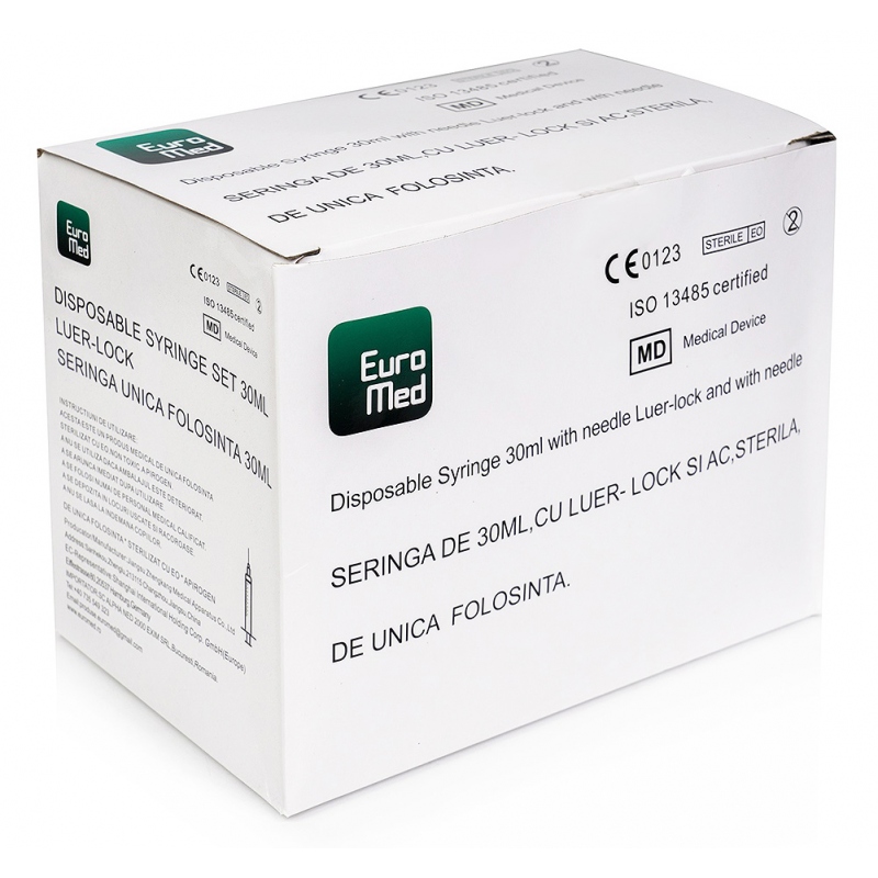 Seringi 30 ml cu Luer Lock si Ac 18G - 40 buc