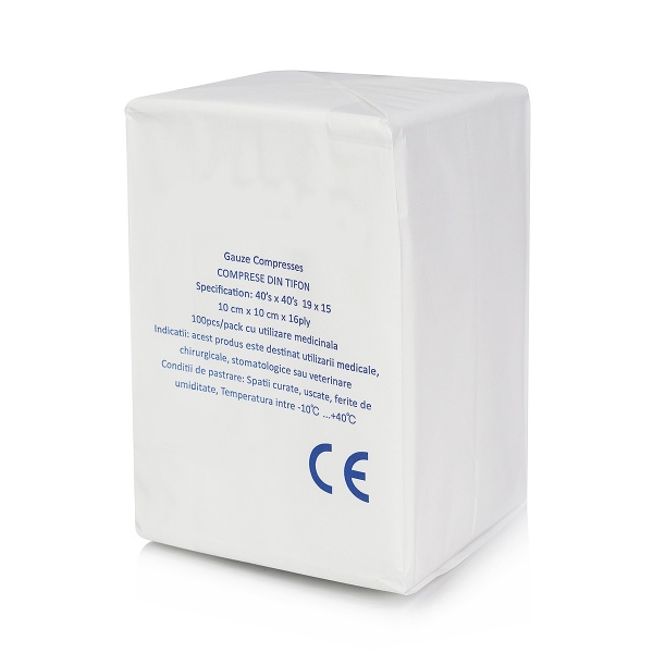 Comprese tifon nesterile 10 x 10 cm - 16 straturi - 100 buc
