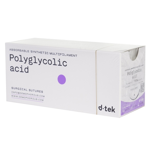 Fir sutura D-tek, Acid Polyglycolic cu ac triunghiular/rotund - 12 buc