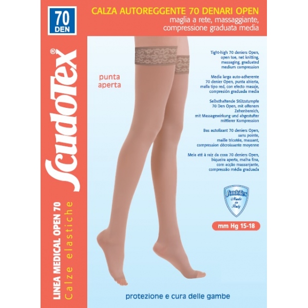 Ciorapi Compresivi pana la Coapsa - Varf Deschis - 70 DEN - Scudotex 823