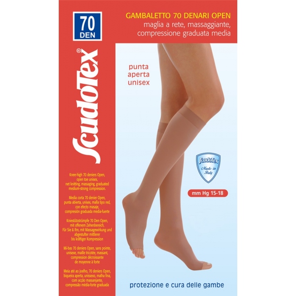 Ciorapi Compresivi pana la Genunchi - Varf Deschis - 70 DEN - Scudotex 824