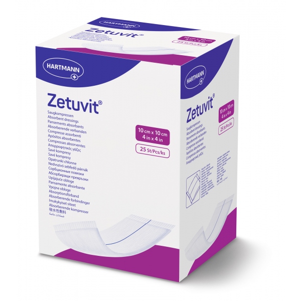 Zetuvit - Comprese cu celuloza superabsorbante - 10 x 10 cm - 25 buc
