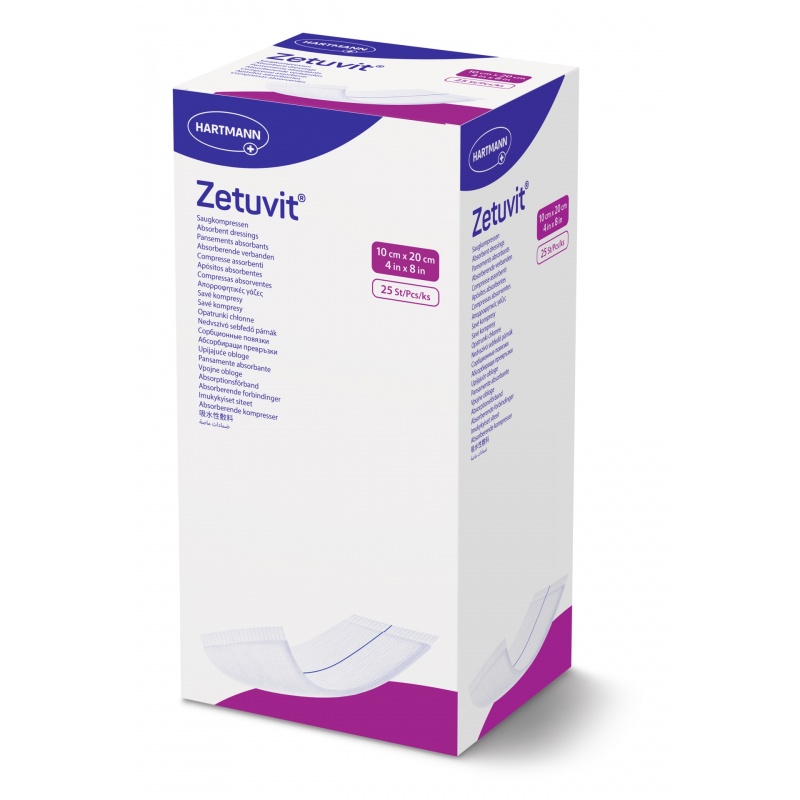 Zetuvit - Comprese cu celuloza superabsorbante - 10 x 20 cm - 25 buc