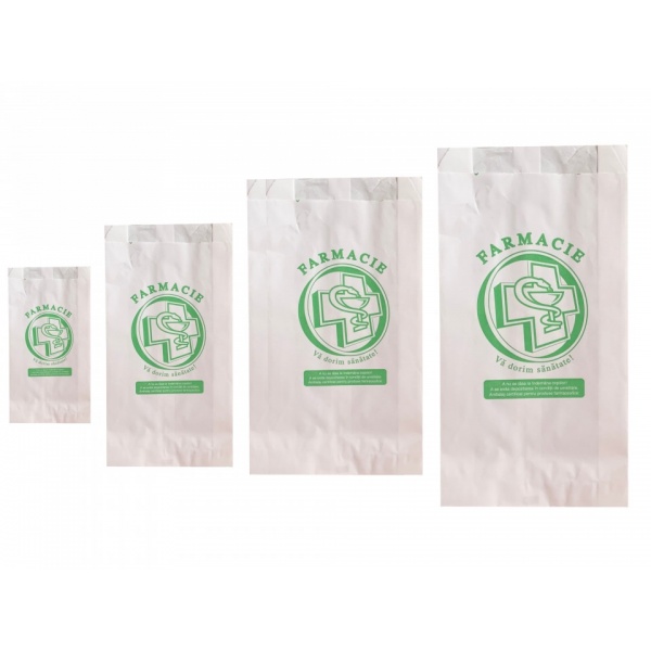 Pungi din Hartie pentru Farmacie - S ( 18 x 8 cm ) - 2500 buc