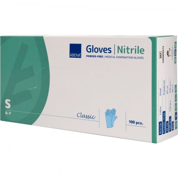 Abena Classic - Manusi de Examinare din Nitril - Albastre - S - 100 buc
