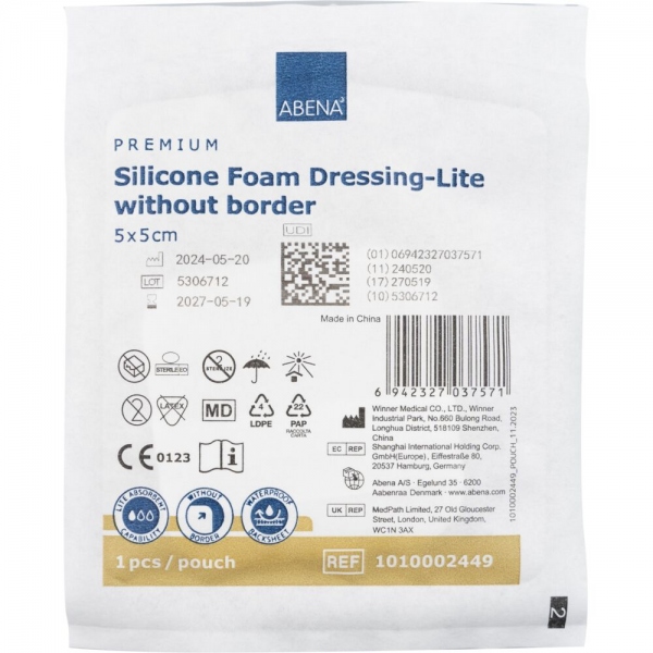 Abena Lite - Pansament steril din spuma, fara adeziv - 5 x 5 cm - 10 buc
