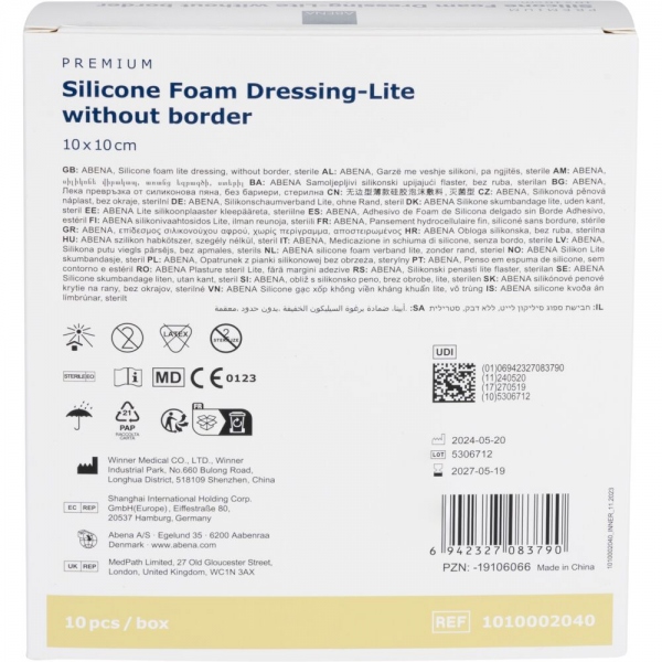 Abena Lite - Pansament steril din spuma, fara adeziv - 10 x 10 cm - 10 buc