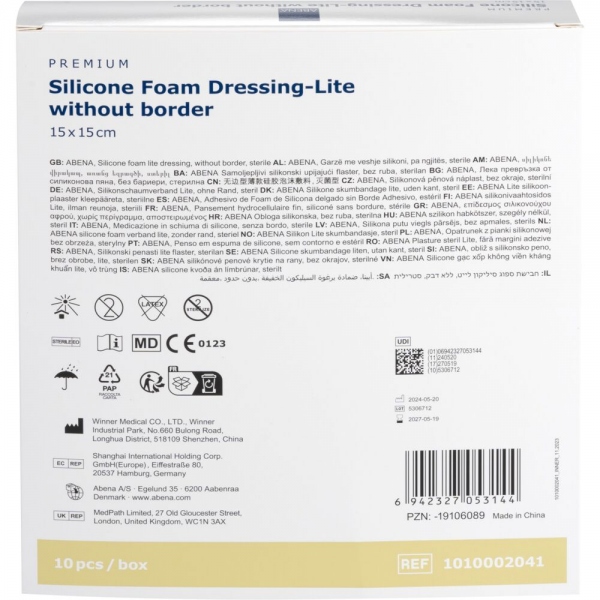 Abena Lite - Pansament steril din spuma, fara adeziv - 15 x 15 cm - 10 buc