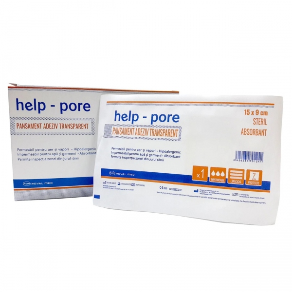 Pansament Adeziv Transparent - Help - 15 x 9 cm - 50 buc