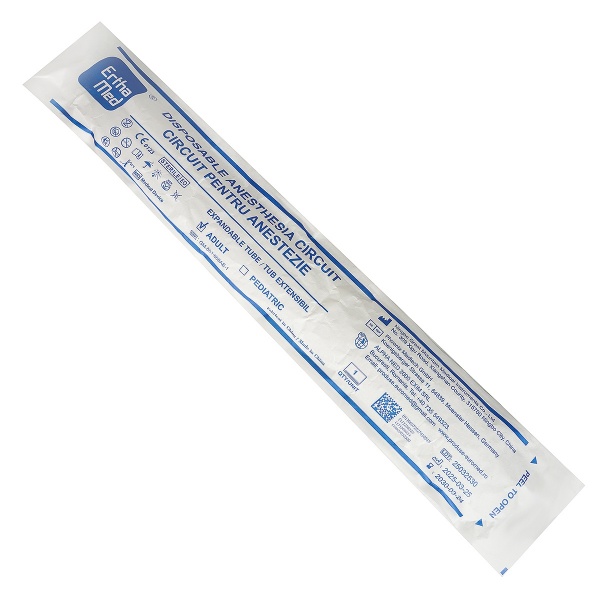 Circuit de anestezie adult – tub 1,8 m cu conector Y, cot pivotant și port Luer