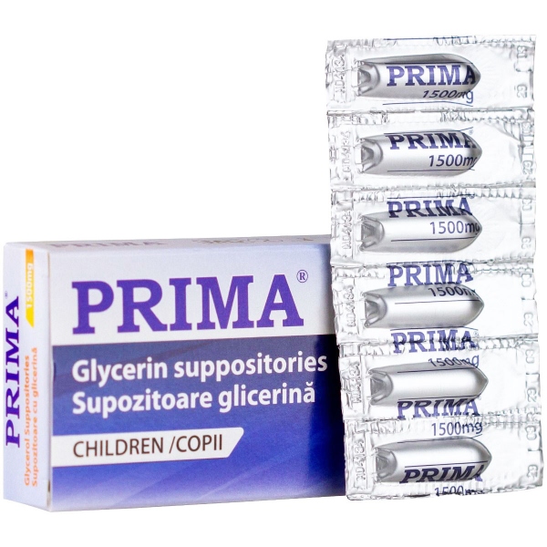 Supozitoare cu Glicerina pentru Copii - 1500 mg - 12 bucati