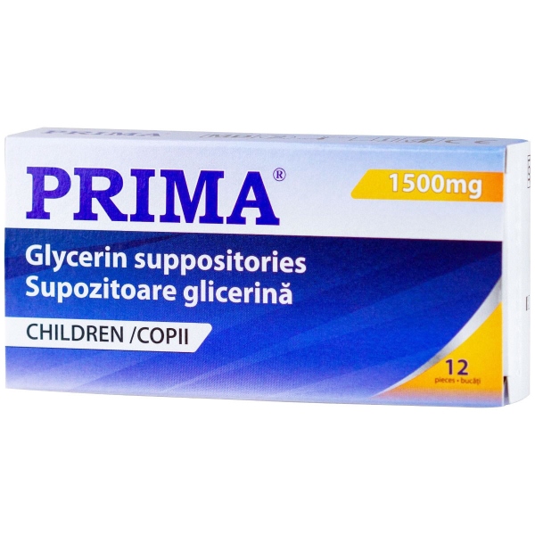 Supozitoare cu Glicerina pentru Copii - 1500 mg - 12 bucati