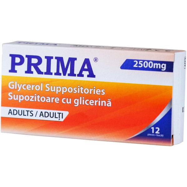 Supozitoare cu Glicerina pentru Adulti - 2500 mg - 12 bucati