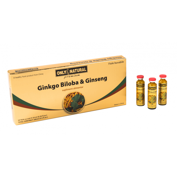 Ginkgo Biloba & Ginseng - 10 fiole pentru uz oral