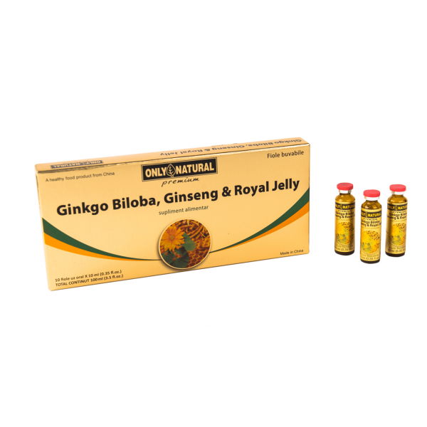 Ginkgo Biloba & Ginseng Royal Jelly - 10 fiole pentru uz oral