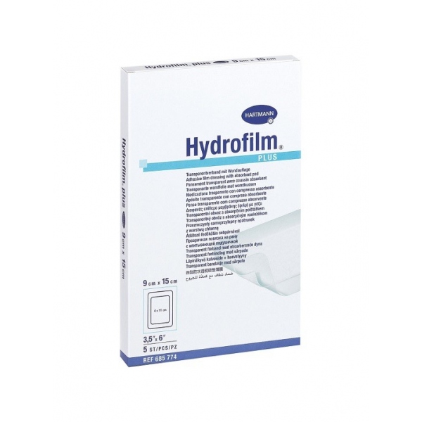 Hydrofilm Plus - Plasture transparent cu compresa sterila 5 x 7.2 cm - 50 buc
