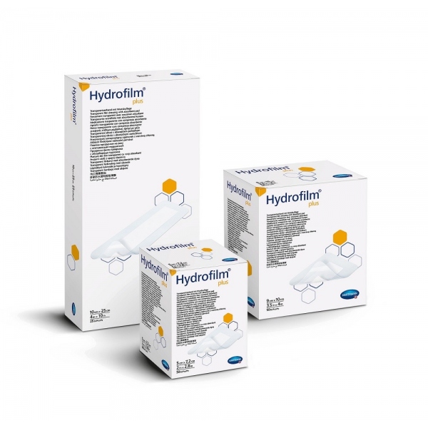 Hydrofilm Plus - Plasture transparent cu compresa sterila 5 x 7.2 cm - 50 buc