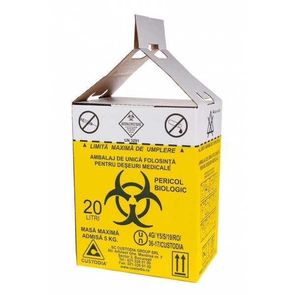 is enough Snazzy consumer Cutii carton pentru deseuri infectioase 20 l, cu sac galben | medAZ.ro