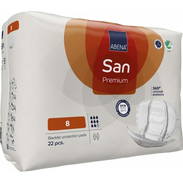 Abena San - 8 - Premium, Absorbante anatomice incontinenta - 2500 ml - 22 buc
