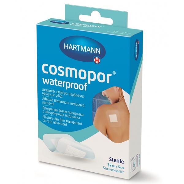 Cosmopor Waterproof - Plasture steril rezistent la apa - 7.2 x 5 cm - 5 buc