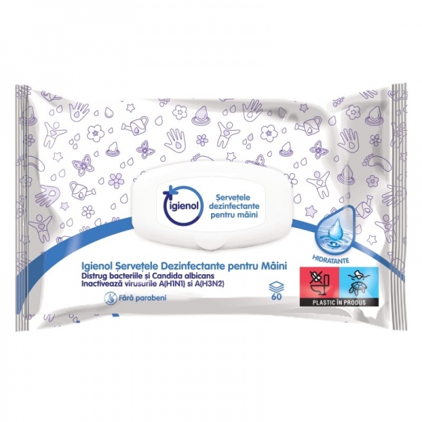 Igienol - Servetele Dezinfectante pentru maini - Hidratante - 60 buc