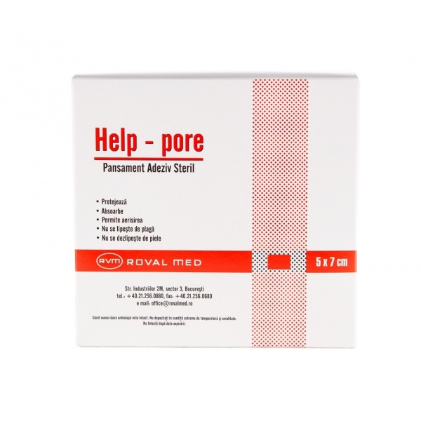 Pansament Adeziv Steril - Help Pore - 7 x 5 cm - 100 buc