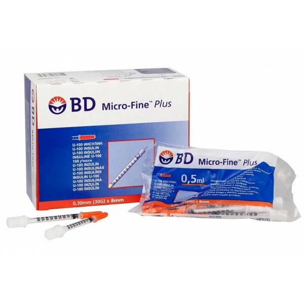 Seringi insulina 0.5 ml cu ac incastrat 30G - BD Micro Fine Plus - 100 buc
